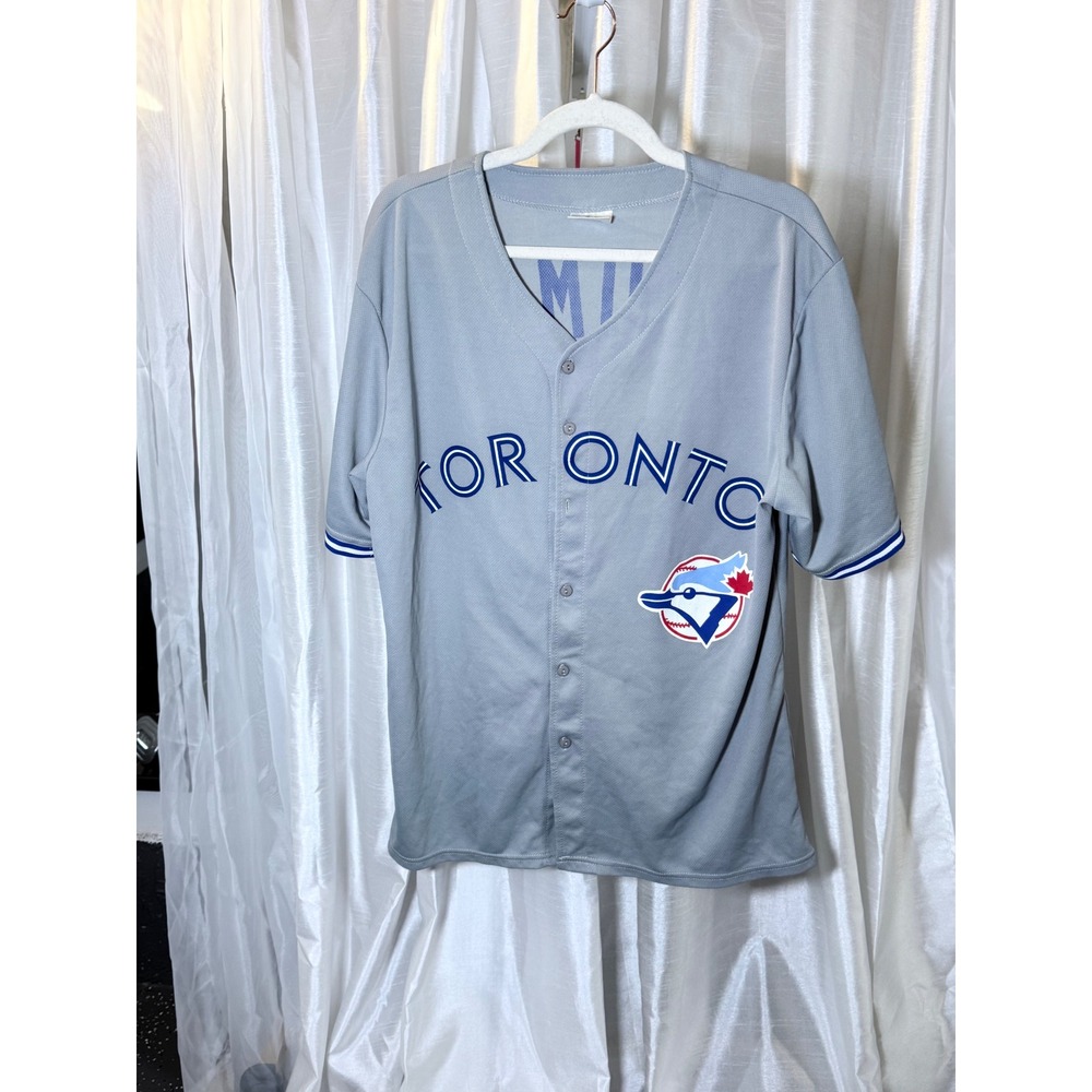 Blue Jays Baseball Jersey Mens XL Grey Good Roberto Alomar 12 Mesh Button Front